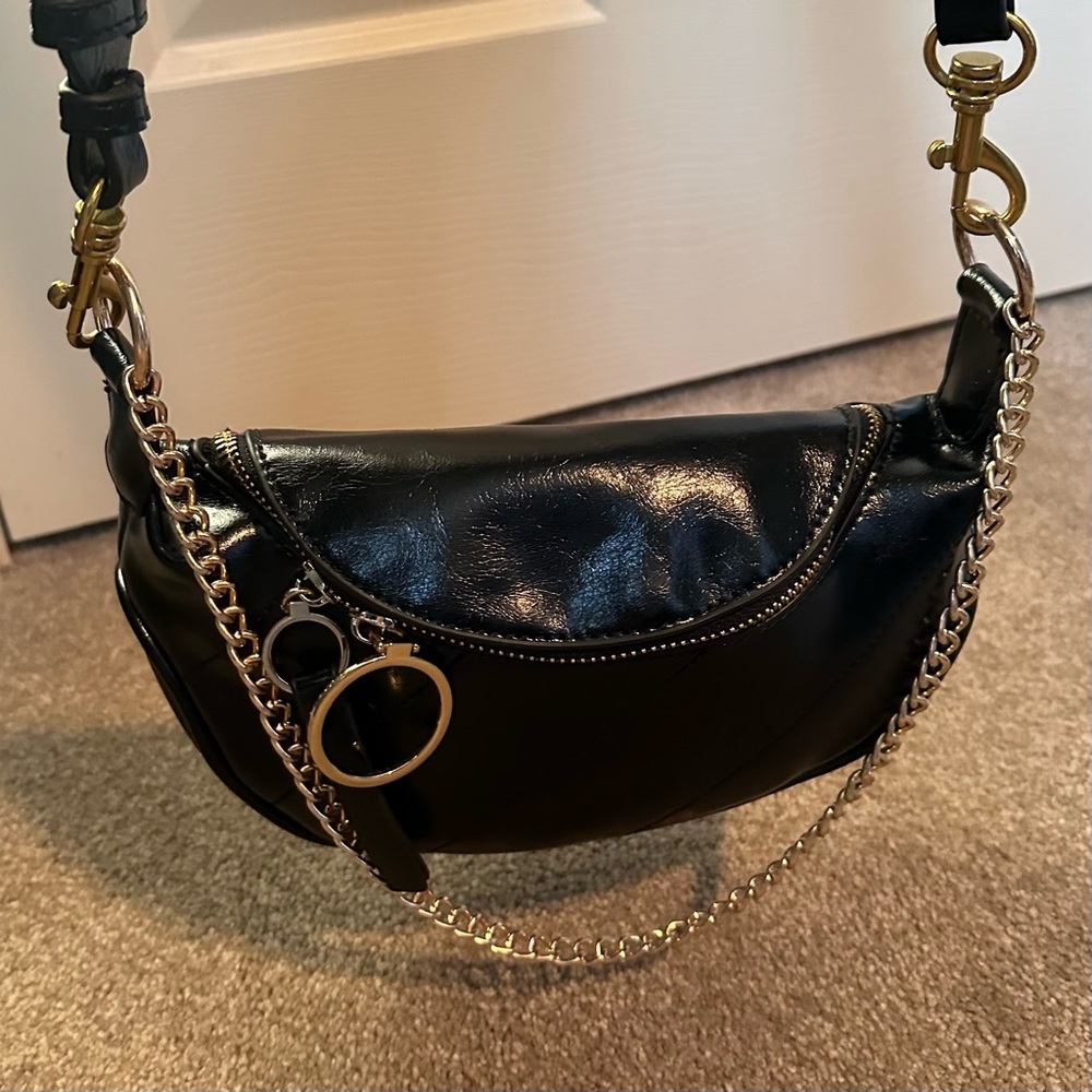 Black PU Leather Bum Bag - Belt Bag - Fanny Pack NWOT